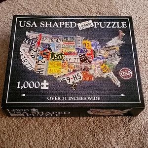USA License Plate 1000 Piece Jigsaw Puzzle (1 pc missing)